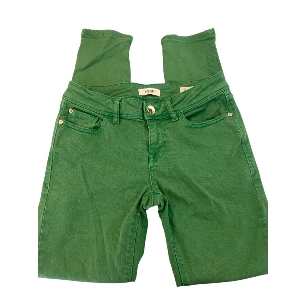Kensie Green Denim Jeans Look Effortless Ankle Biter Colorful Size 26